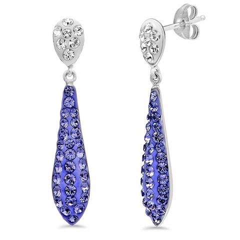 Sterling Silver Crystal Dangle Earrings in Swarovski Elements -  Amanda Rose Collection, DICLZ012615TZSW
