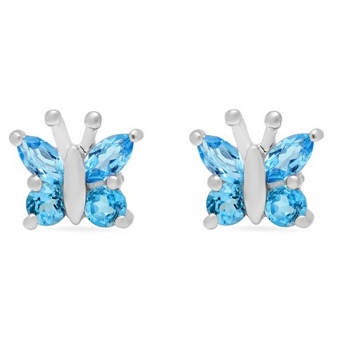 Picture of Amanda Rose Collection Swiss BlueTopaz Butterfly Earrings in Sterling Silver