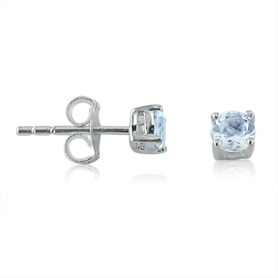 Picture of Amanda Rose Collection Round Aquamarine Stud Earrings in Sterling Silver, 0.5 ct