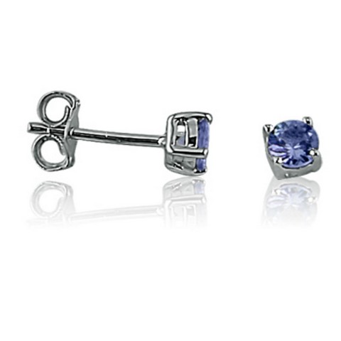 Picture of Amanda Rose Collection Round Tanzanite Stud Earrings in Sterling Silver, 4 mm