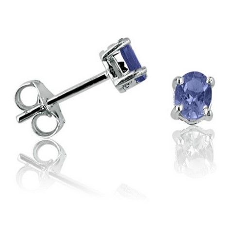 Picture of Amanda Rose Collection Tanzanite Stud Earrings Set in Sterling Silver, .65 ct