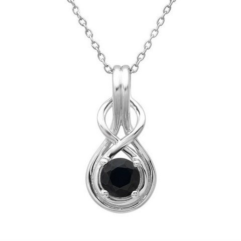 Picture of Amanda Rose Collection Sapphire Love Knot Pendant - Necklace in Sterling Silver