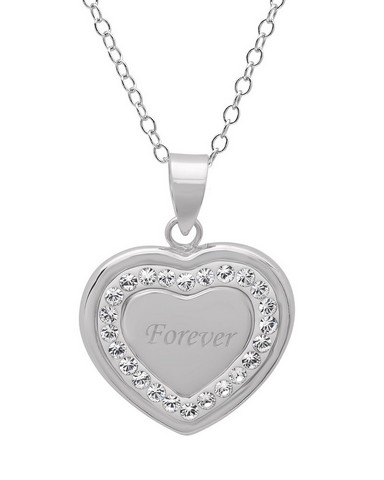 Picture of Amanda Rose Collection Sterling Silver Crystal Forever in Heart Pendant with Swarovski Elements