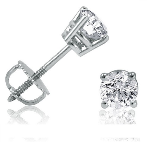 Picture of Amanda Rose Collection Diamond Stud Earrings in 14k White Gold Screw & Back Settings&#44; 0.5 ct