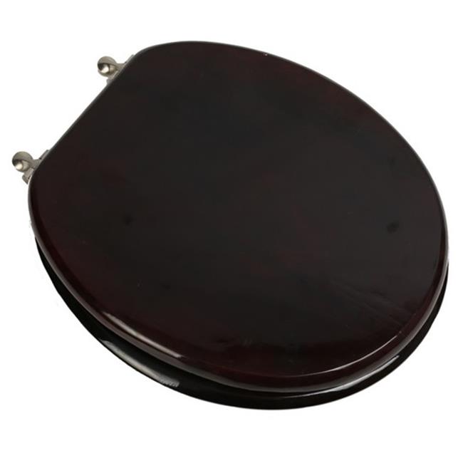 Plumbing Technologies 5F1R2-16BN Designer Solid Round Oak Wood Toilet Seat wi...