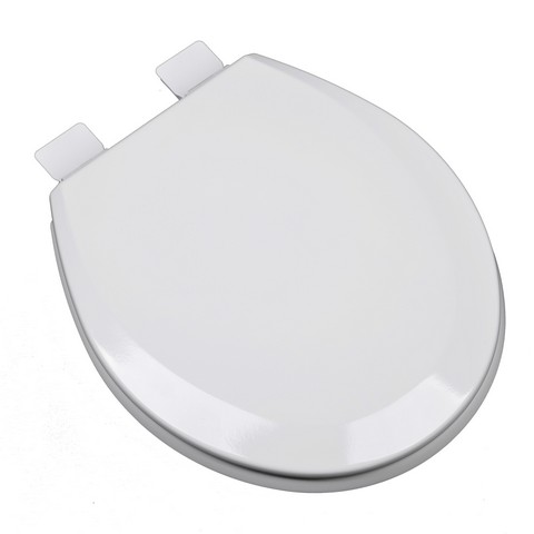 Picture of Plumbing Technologies 1F1R5-00 Premium Molded Round Wood Toilet Seat- White