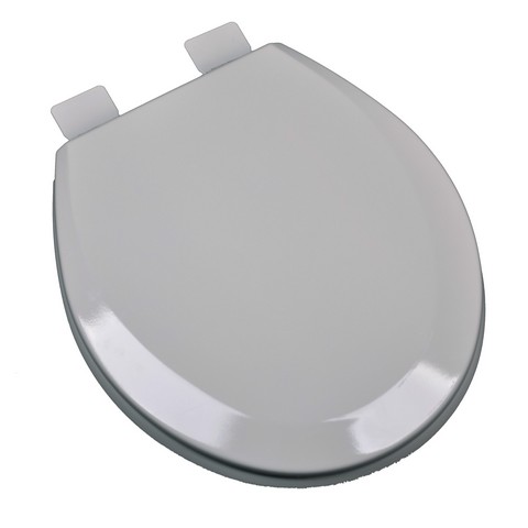 Picture of Plumbing Technologies 1F1R5-80 Premium Molded Round Wood Toilet Seat- Silver & Grey