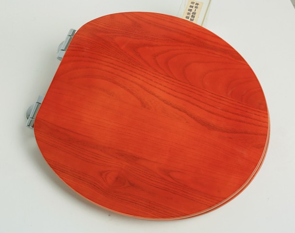 Picture of Plumbing Technologies 5F1R3-15CH Contemporary Design Full Cover Solid Oak Wood Round Front Toilet Seat- Red Cherry