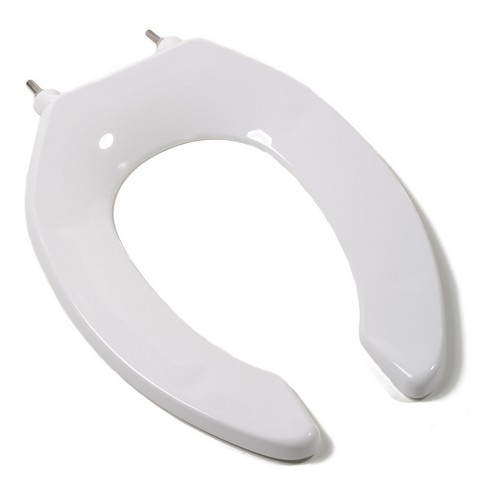Commercial Quality Elongated Toilet Seat with Stainless Steel Hinges Post & protective- White