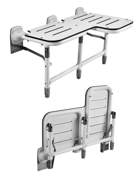 Picture of Ponte Giulio G02JDL31W1 Bariatric Folding Shower Seat with Phenolic Top- Heavy Duty Coated Frame & Left Legs- White