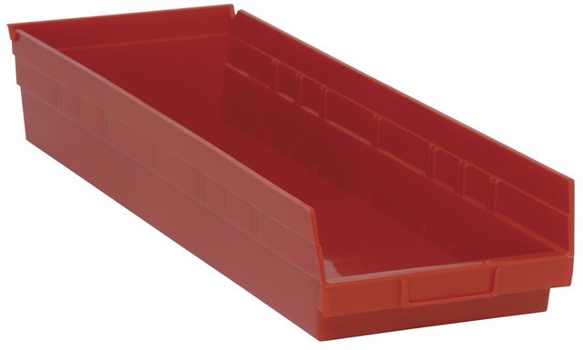 Economy 4 in. Shelf Bin, Red - 23.62 x 8.37 x 4 in.
