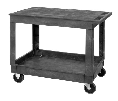 Quantum Storage  Polymer Flat Top 2 Shelves Cart- 40 x 26 x 32.5 in.