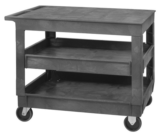Polymer Flat Top 3 Shelves Cart, 40 x 26 x 32.5 in.