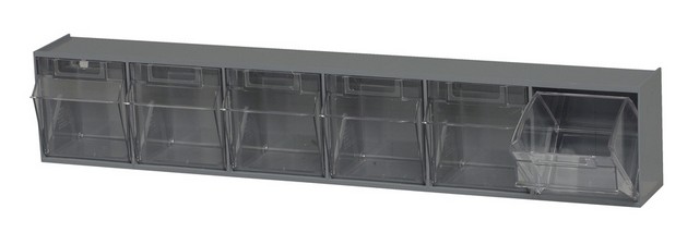 Quantum Storage Clear Tip Out Bins, Gray - 3.62 x 23.62 x 4.5 in.