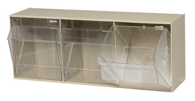 Clear Tip Out Bins, Ivory - 7.75 x 23.62 x 9.5 in.
