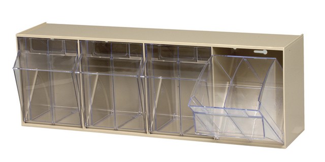 Quantum Storage  Clear Tip Out Bins - Ivory - 6.62 x 23.62 x 8.12 in.