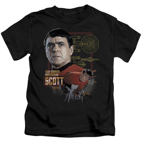 Star Trek-Chief Engineer Scott - Short Sleeve Juvenile 18-1 Tee - Black- Large 7