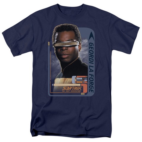Star Trek-Geordi Laforge - Short Sleeve Adult 18-1 Tee - Navy- Medium