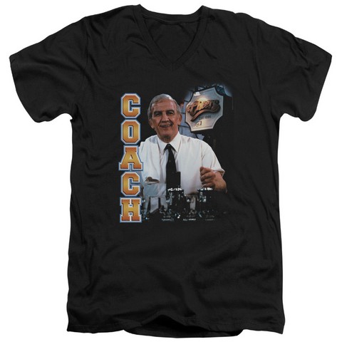 Cheers-Coach - Short Sleeve Adult 30-1 V-Neck Tee - Black- Medium