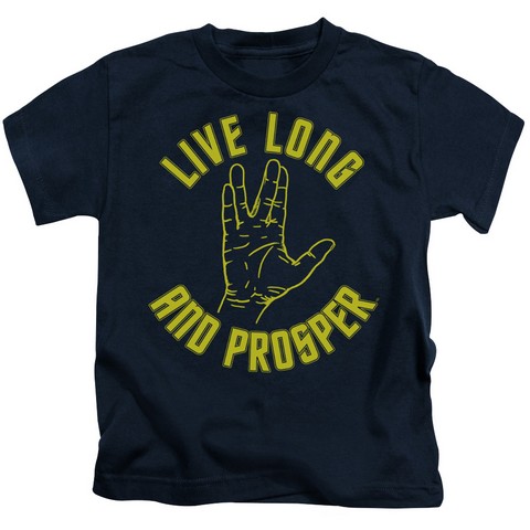 Star Trek-Live Long Hand - Short Sleeve Juvenile 18-1 Tee - Navy- Small 4