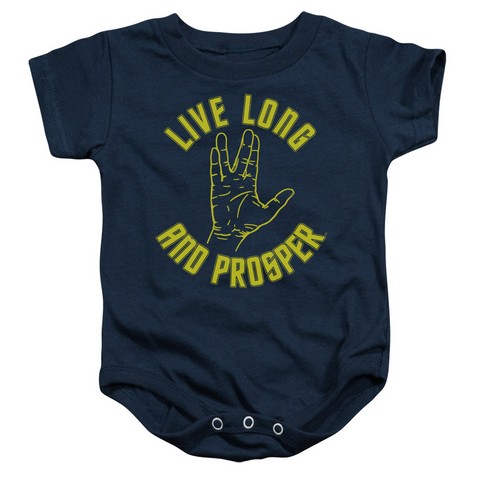 Star Trek-Live Long Hand - Infant Snapsuit - Navy- Extra Large 24 Mos