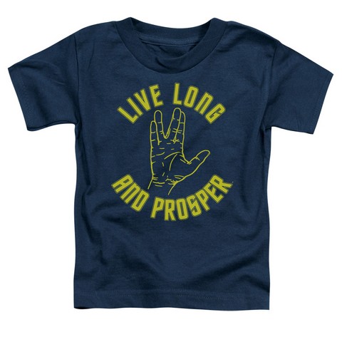 Star Trek-Live Long Hand - Short Sleeve Toddler Tee - Navy- Large 4T
