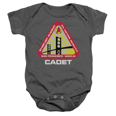 Star Trek-Starfleet Cadet - Infant Snapsuit - Charcoal- Medium 12 Mos
