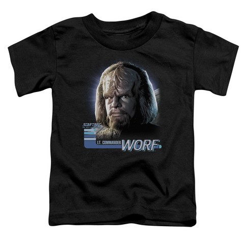 Star Trek-Tng Worf - Short Sleeve Toddler Tee - Black- Small 2T