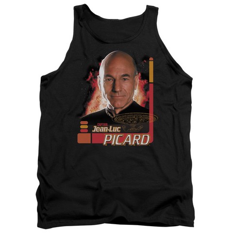 Star Trek-Captain Picard - Adult Tank Top - Black- Medium