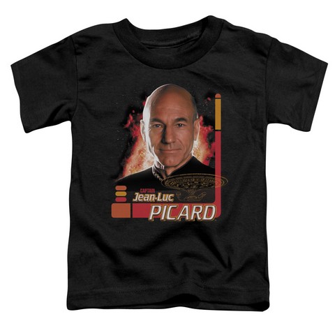 Star Trek-Captain Picard - Short Sleeve Toddler Tee - Black- Small 2T