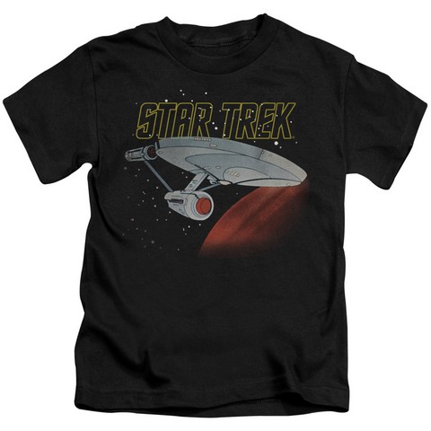 Star Trek-Retro Enterprise - Short Sleeve Juvenile 18-1 Tee - Black- Large 7