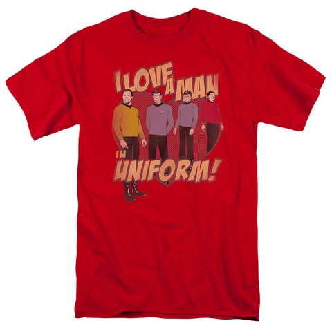 Star Trek-Man In Uniform - Short Sleeve Adult 18-1 Tee - Red- Medium