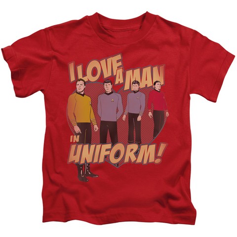 Star Trek-Man In Uniform - Short Sleeve Juvenile 18-1 Tee - Red- Large 7