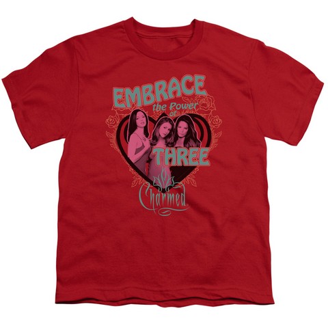 Charmed-Embrace The Power - Short Sleeve Youth 18-1 Tee - Red- Medium