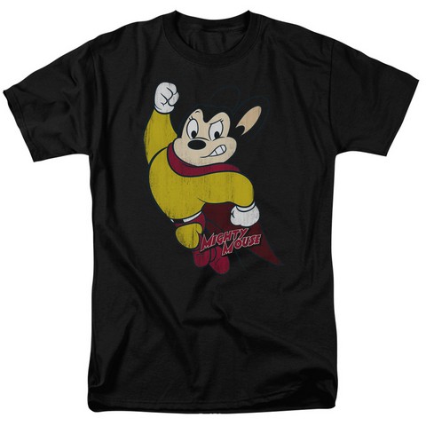 Mighty Mouse-Classic Hero - Short Sleeve Adult 18-1 Tee - Black- Extra Large