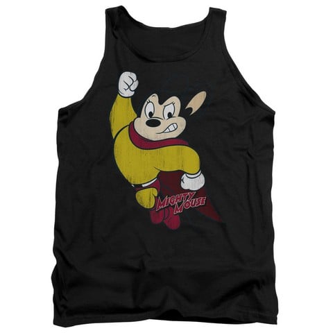 Mighty Mouse-Classic Hero - Adult Tank Top - Black- Medium