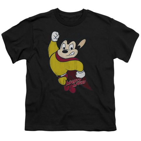 Mighty Mouse-Classic Hero - Short Sleeve Youth 18-1 Tee - Black- Large