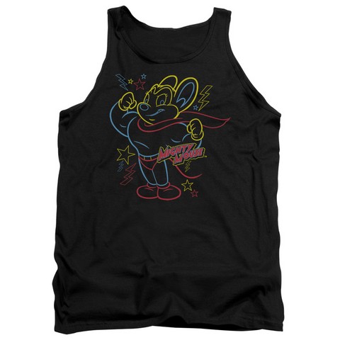 Mighty Mouse-Neon Hero - Adult Tank Top - Black- Medium