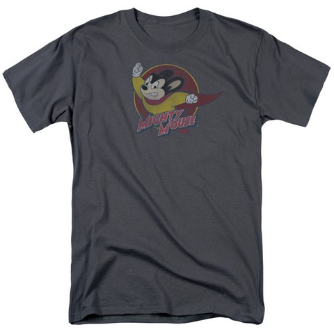 Mighty Mouse-Mighty Circle - Short Sleeve Adult 18-1 Tee - Charcoal- Medium
