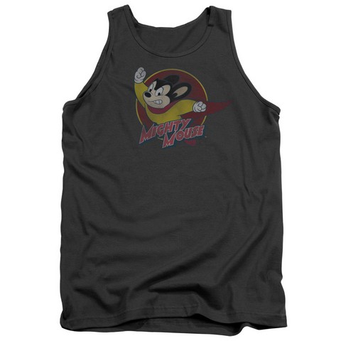 Mighty Mouse-Mighty Circle - Adult Tank Top - Charcoal- Small