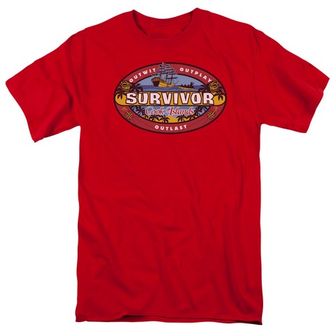 Survivor-Cook Islands - Short Sleeve Adult 18-1 Tee - Red- Medium
