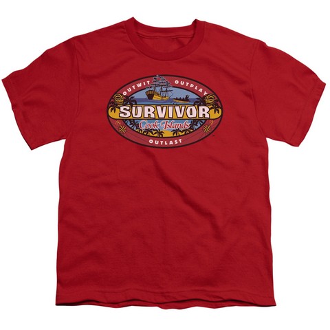 Survivor-Cook Islands - Short Sleeve Youth 18-1 Tee - Red- Large