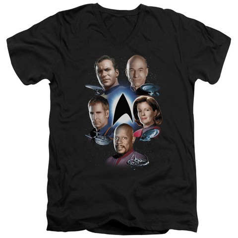 Star Trek-Starfleets Finest - Short Sleeve Adult 30-1 V-Neck Tee - Black- Extra Large