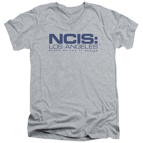 Ncis La-Logo - Short Sleeve Adult 30-1 V-Neck Tee - Heather- Medium