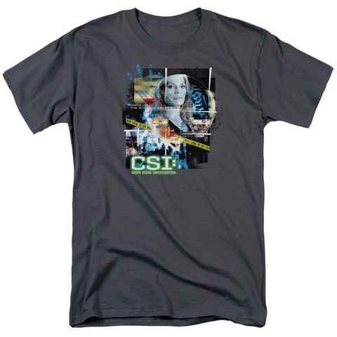 Csi-Evidence Collage - Short Sleeve Adult 18-1 Tee - Charcoal- 3X