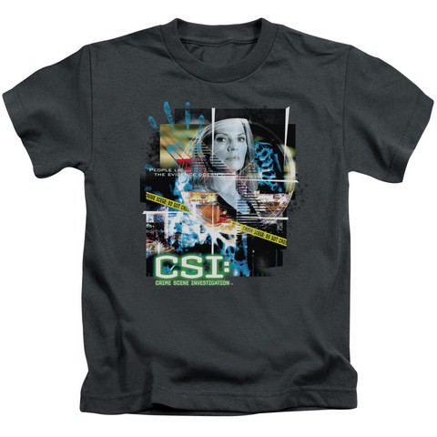 Csi-Evidence Collage - Short Sleeve Juvenile 18-1 Tee - Charcoal- Small 4