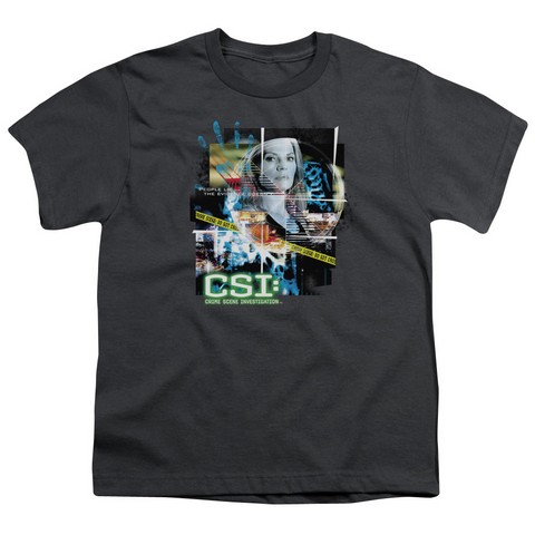 CSI-Evidence Collage - Short Sleeve Youth 18-1 Tee - Charcoal- Extra Large