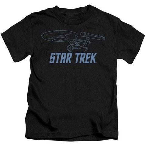 Star Trek-Enterprise Outline - Short Sleeve Juvenile 18-1 Tee - Black- Small 4