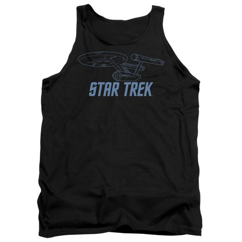Star Trek-Enterprise Outline - Adult Tank Top - Black- Medium