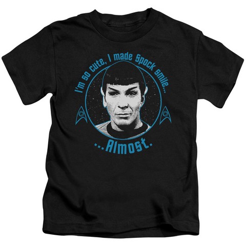 Star Trek-Almost Smile - Short Sleeve Juvenile 18-1 Tee - Black- Medium 5-6